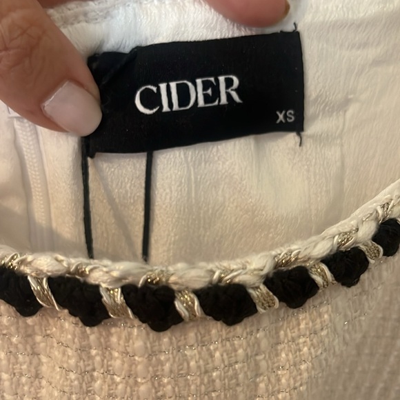 NWT CIDER TWEED U-NECKLINE SOLID MINI DRESS White Sleeveless Square Neck size XS - Picture 9 of 12